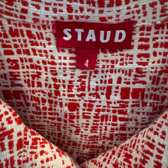 STAUD Flying Crosshatch Polo Mini Dress Red Textured Knit Collared Retro Mod 4 - Picture 7 of 11